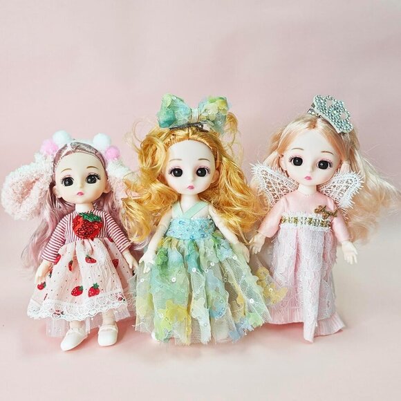 6 Pcs 6 Inch Princess Girl Mini Small Princess Little Girl Miniature Dolls - Picture 4 of 7